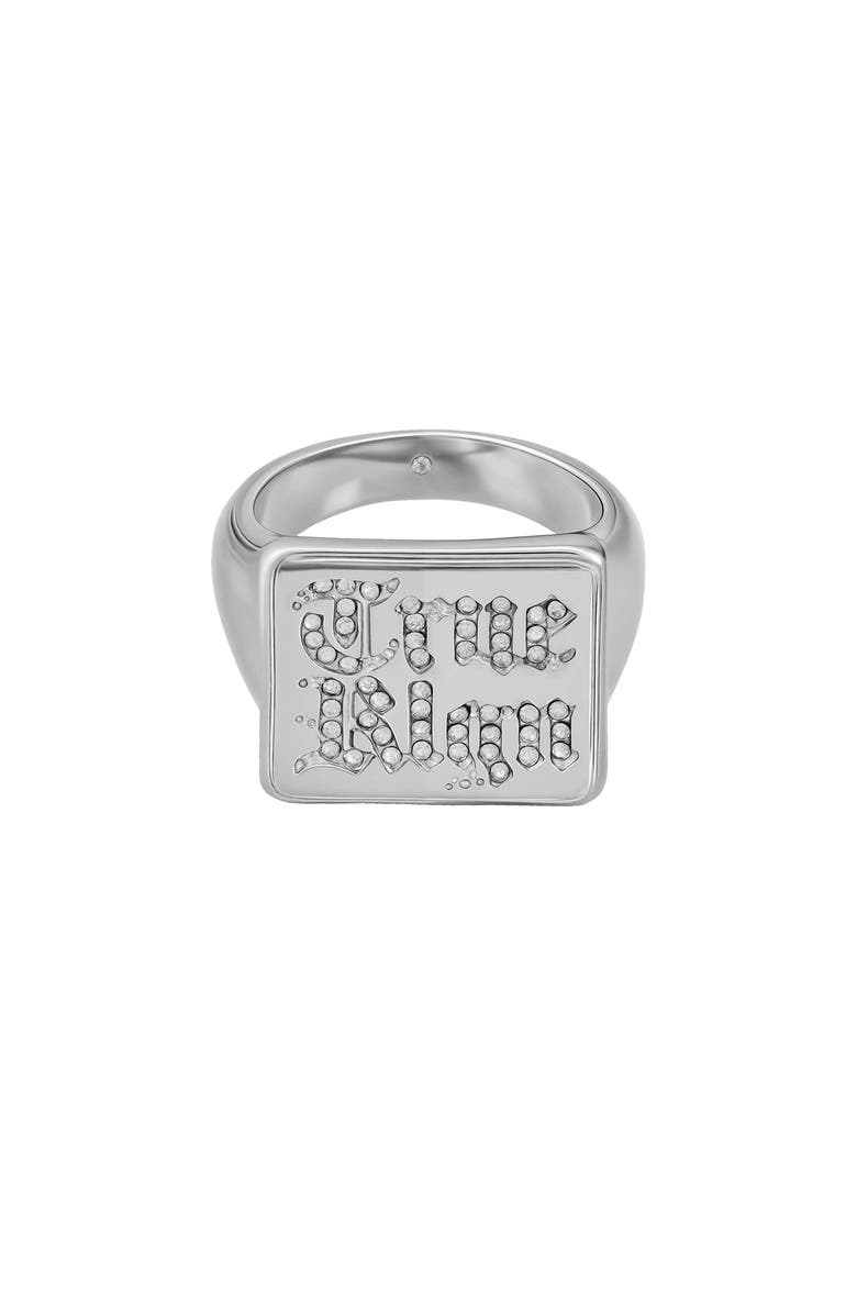 True Religion Logo square ring, Alternate, color, Silvertone
