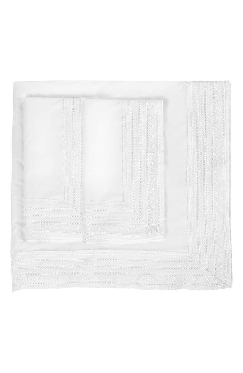 MELANGE HOME Elizabeth Lace Duvet Set, Main, color, White