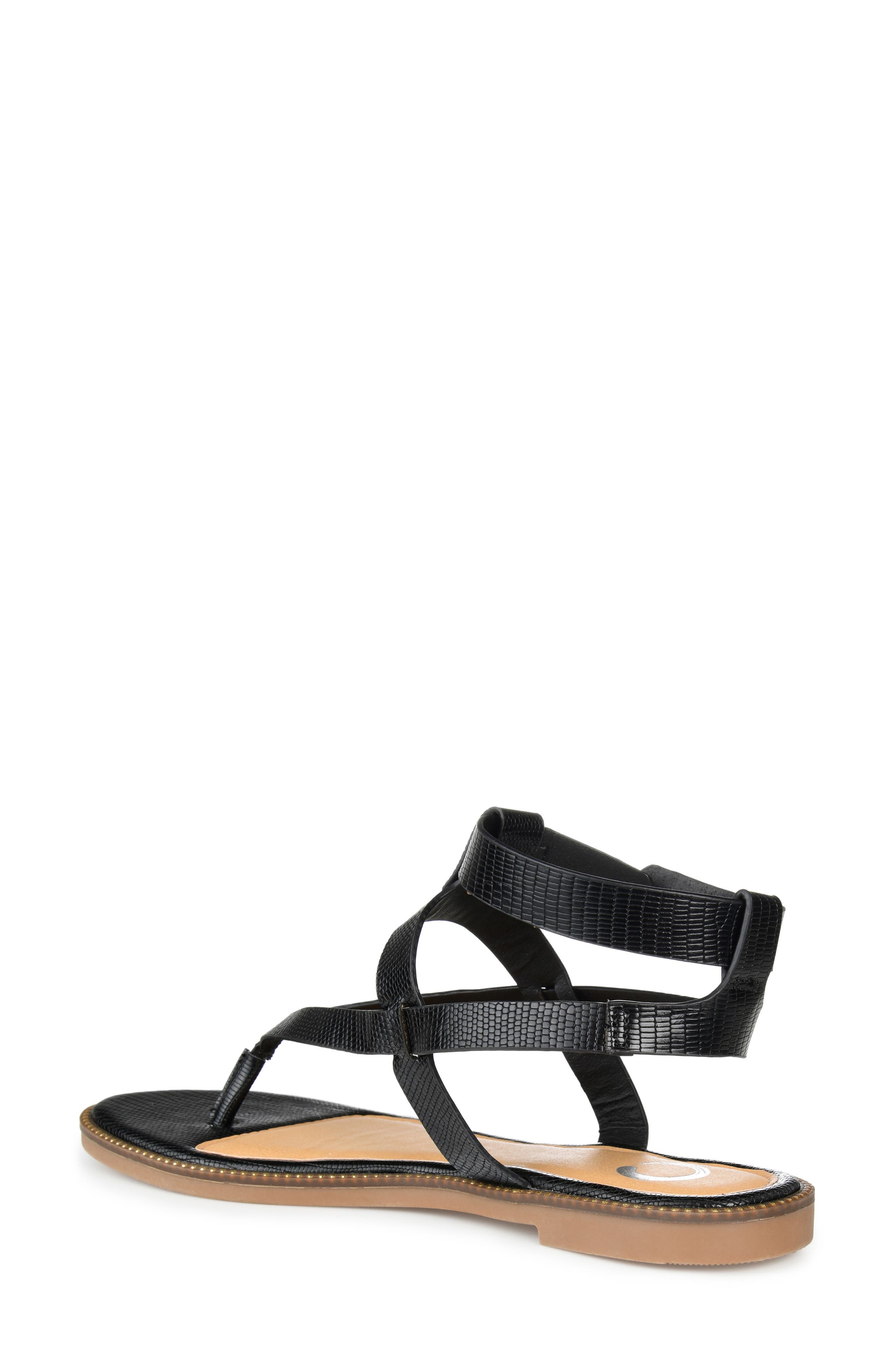 Journee Collection Tangie Snake Embossed Strappy Sandal, Alternate, color, Black