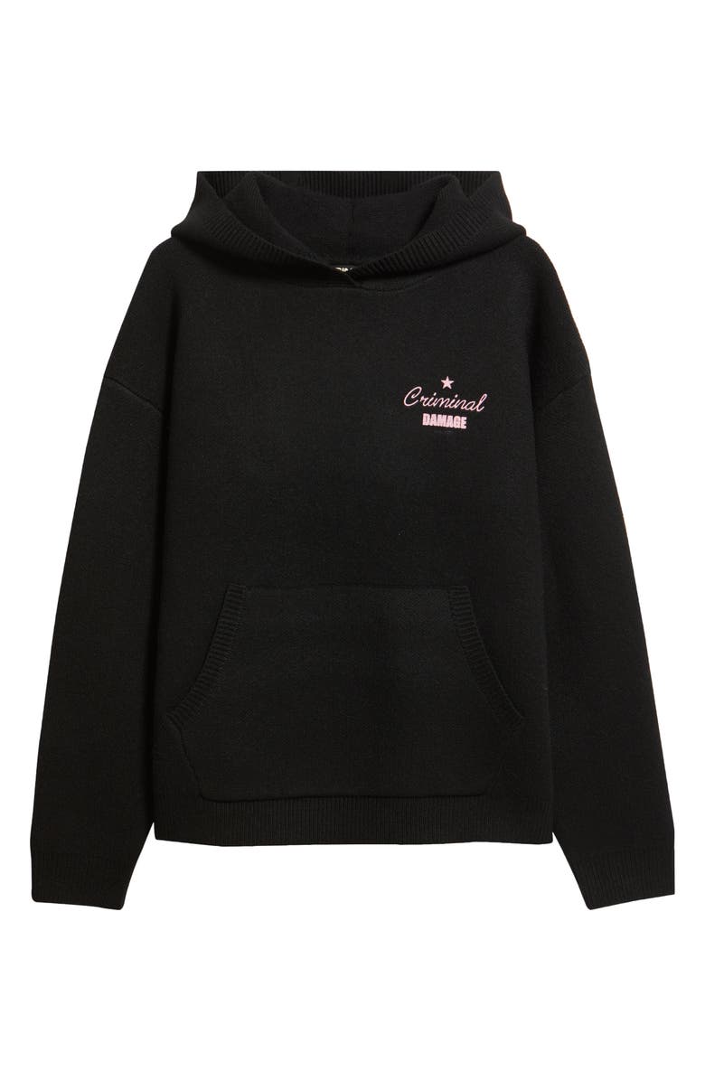 CRIMINAL DAMAGE Striptease Knit Hoodie, Alternate, color, Black