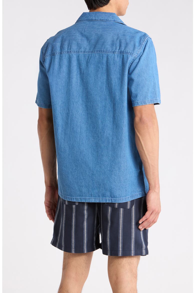 Klark Denim Camp Shirt, Alternate, color, MEDIUM BLUE WASH