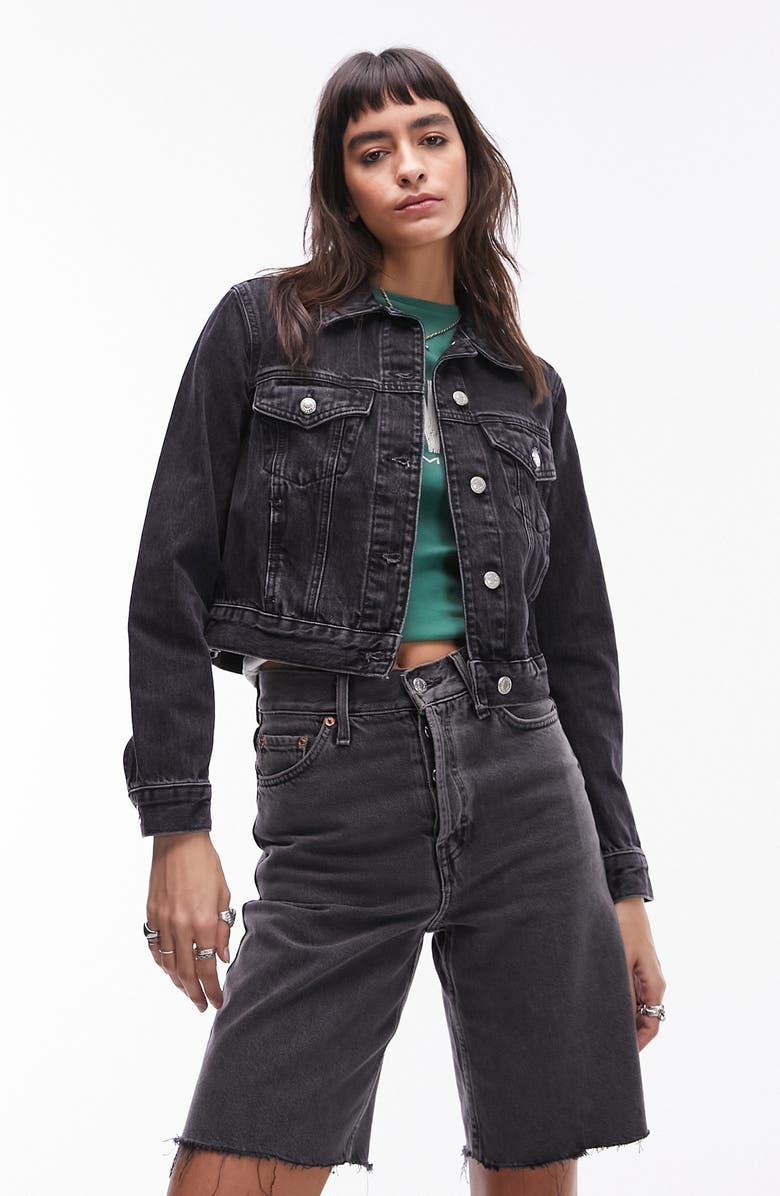 Topshop Tilda Crop Denim Jacket, Main, color,