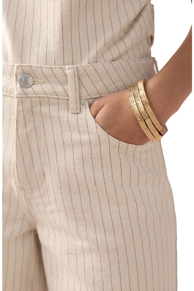 Stripe Straight Leg Jeans, Alternate, color, BROWN