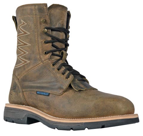 HOSS Brisbee Lacer 8 Inch Distressed Lace Up Kiltie Composite Toe Work Boot