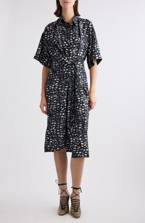 Dries Van Noten Delicky Print Silk Shirtdress In Black