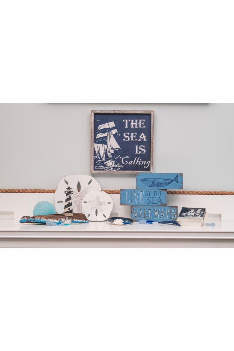 "Sea Is Calling" Hanging Small Wall Plaque Sign 11.8", Alternate, color, Blue