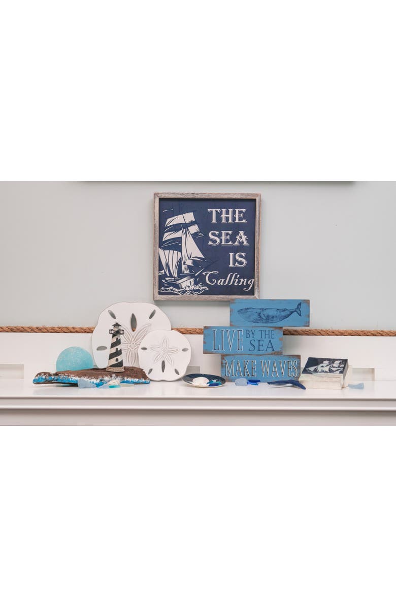 Beachcombers Sea Is Calling Wall Hanging Plaque Sign, Alternate, color, Blue