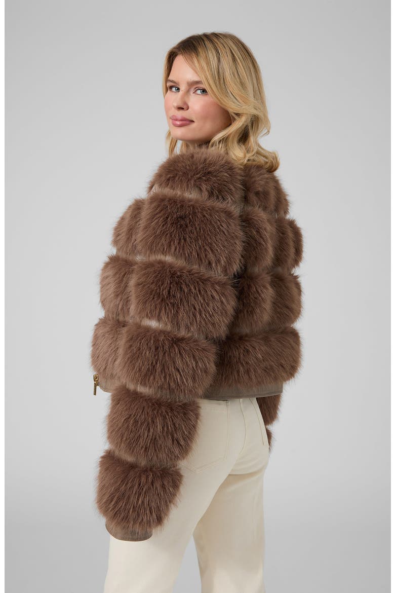 Arielle Croc Embossed Faux Fur Jacket, Alternate, color, SILK TAUPE