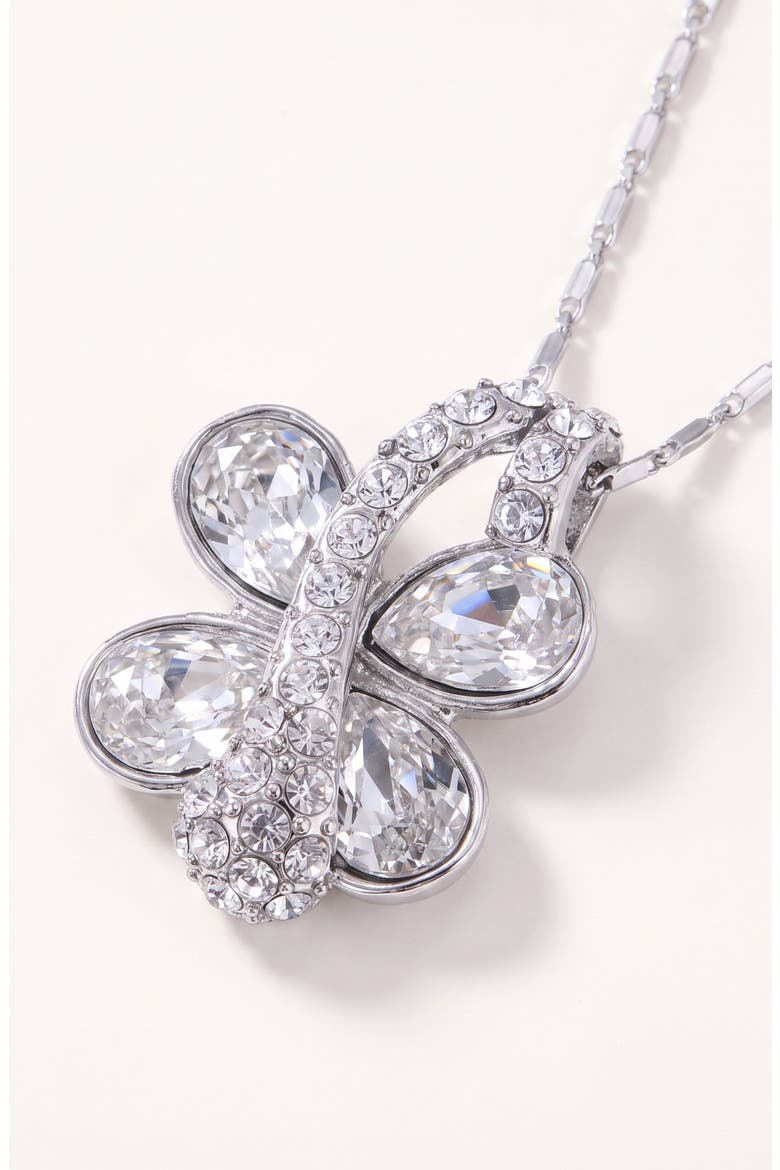 Butterfly Crystal Drop Pendant Necklace, Alternate, color, Silver