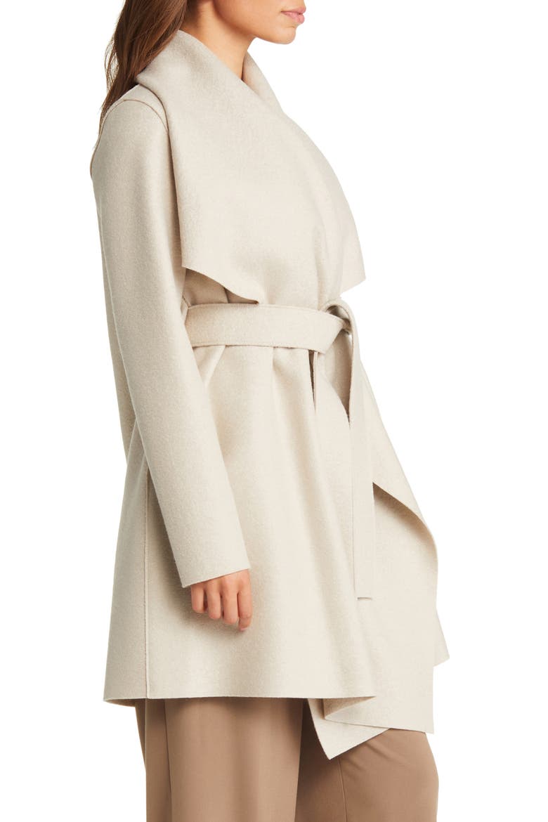 Draped Wool Coat, Alternate, color, ALMOND