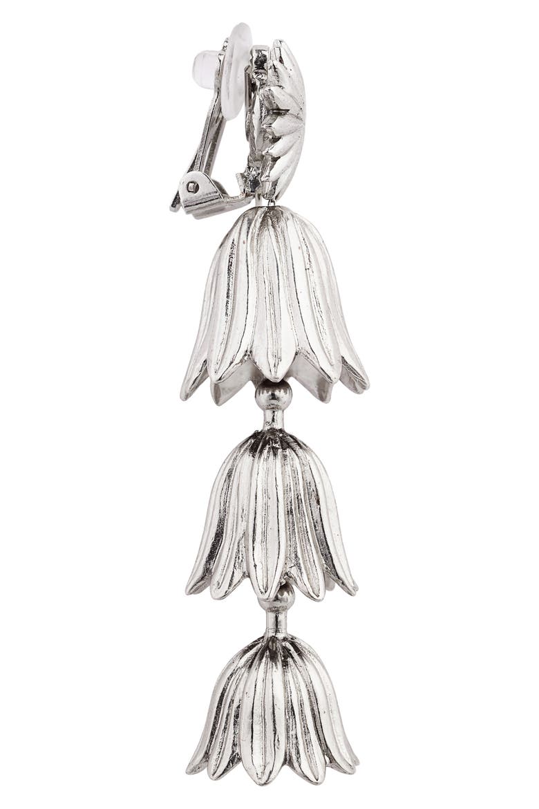 Tiered Flower Clip Earrings, Alternate, color, SILVER