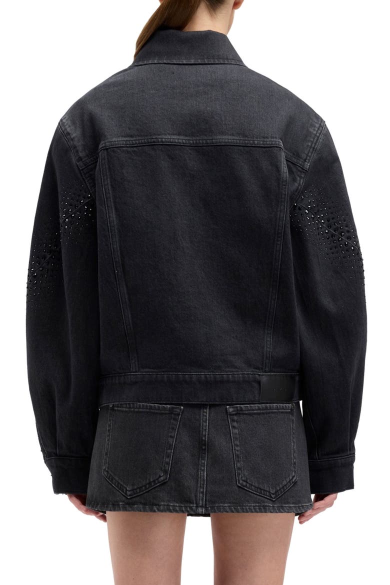 Embellished Twisted Seam Denim Jacket, Alternate, color, THUNDER STORM