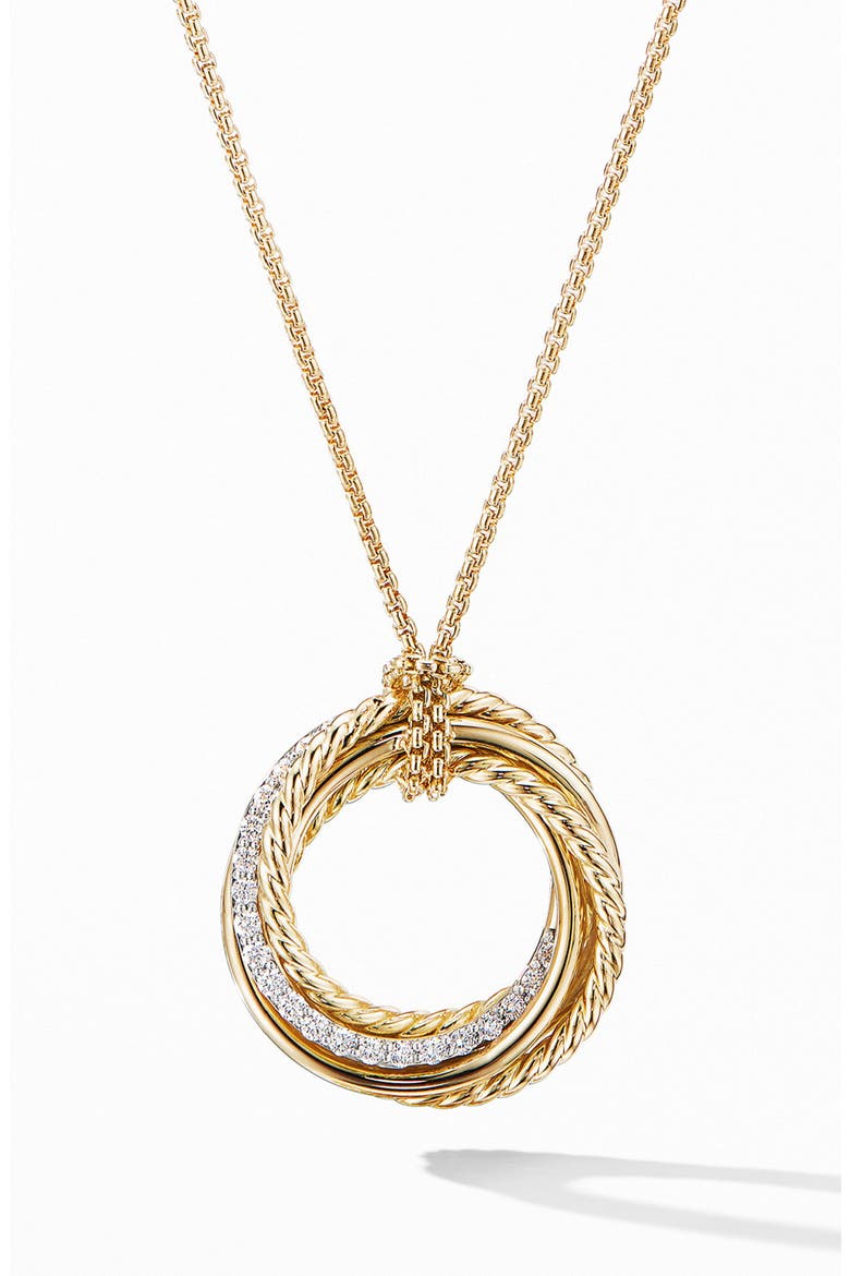 Crossover Pendant Necklace in 18K Yellow Gold with Diamonds, Main, color, GOLD/ DIAMOND