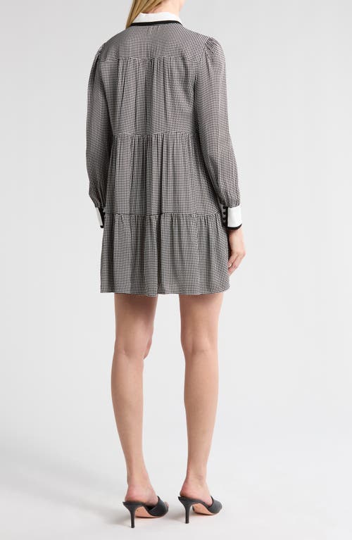 Alice And Olivia Carol Silk Dress In Mini Houndstooth
