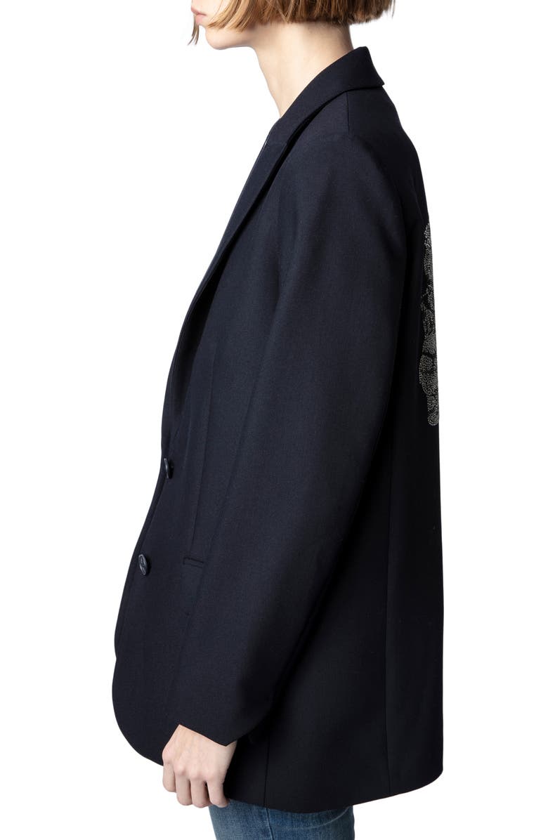 Zadig & Voltaire Viva Beaded Skull Blazer, Alternate, color,