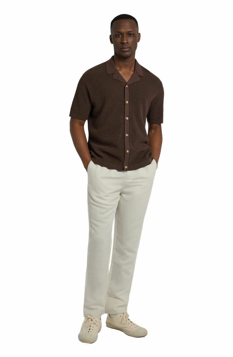 Onia Cotton Linen Knit Camp Shirt, Main, color, Chestnut