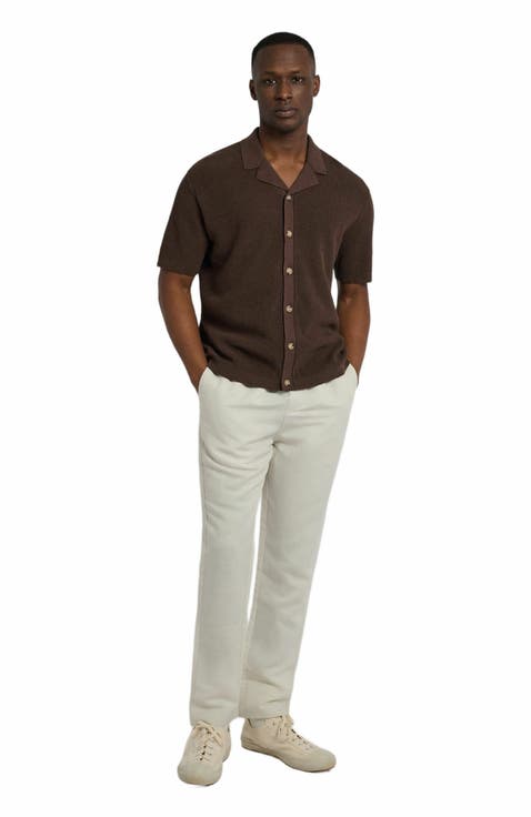 Cotton Linen Knit Camp Shirt