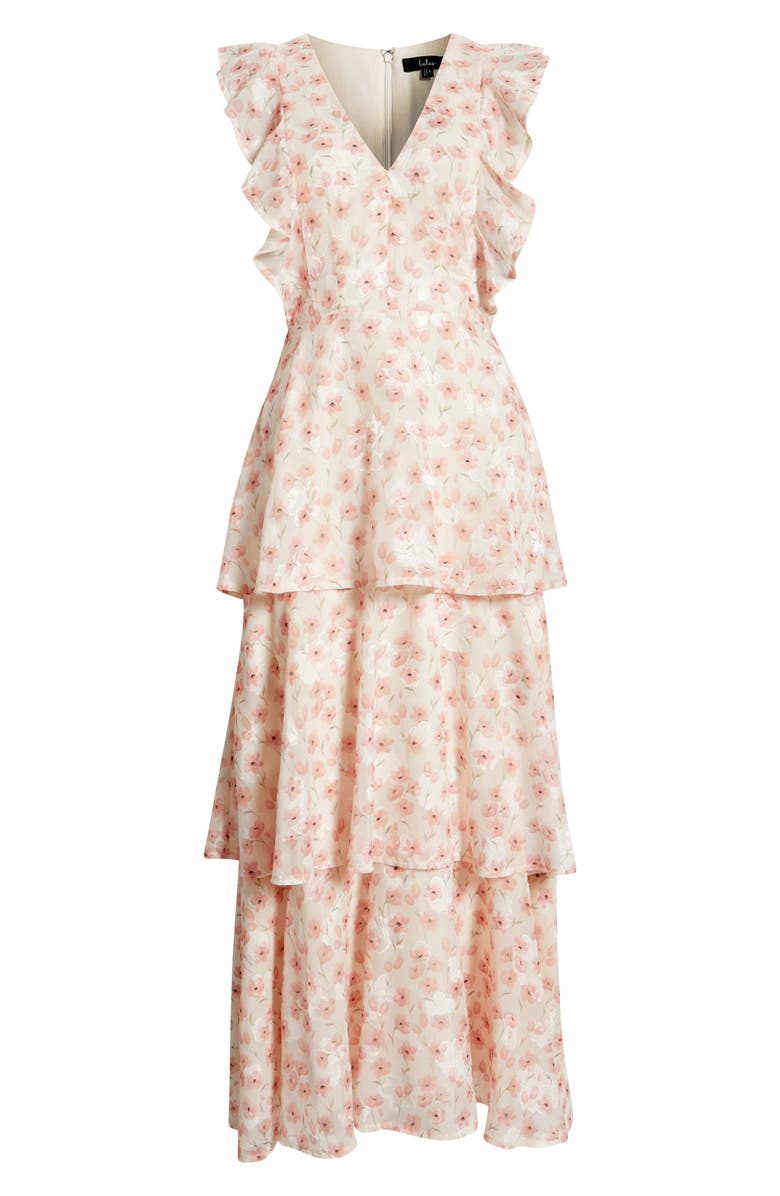 Lulus Wren Floral Ruffle Tiered Maxi Dress, Alternate, color, Pink Floral