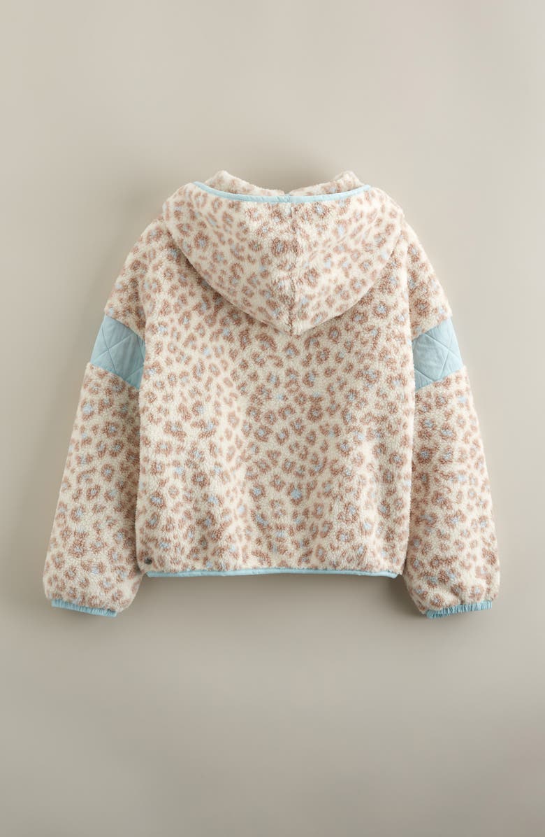 Zella Girl Kids' Faux Fur Zip-Up Hoodie, Alternate, color, Ivory Brown Leopard