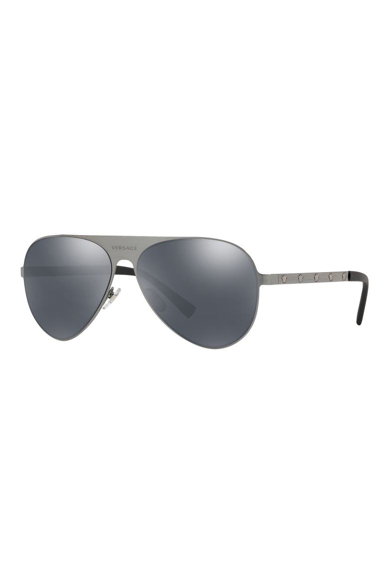 59mm Polarized Aviator Sunglasses, Alternate, color, BLACK GREY MIRROR/ SILVER