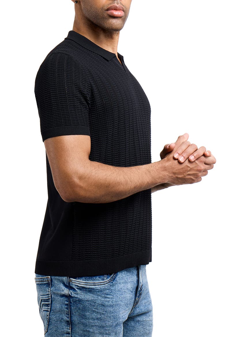 Johnny Collar Knit Polo, Alternate, color, BLACK