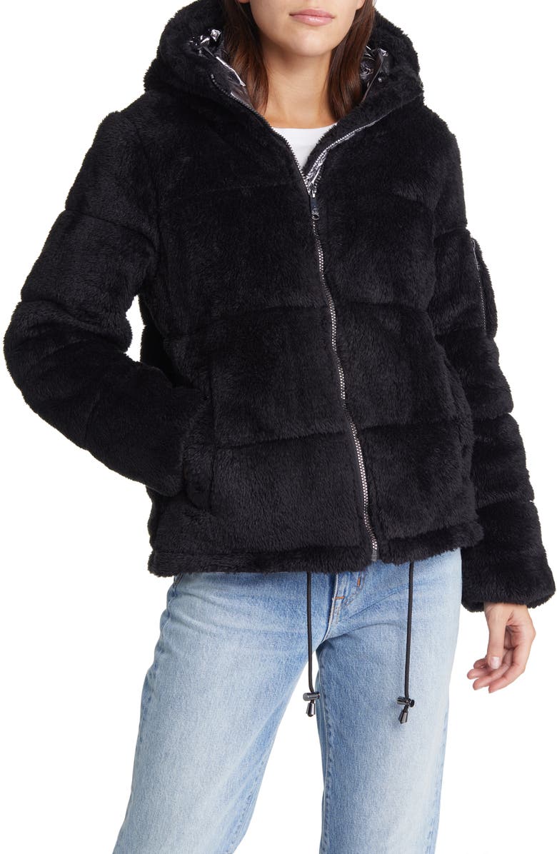 Sam Edelman Faux Fur Puffer Coat, Alternate, color, 