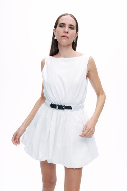 Shop Nocturne Balloon Skirt Mini Dress In Open White