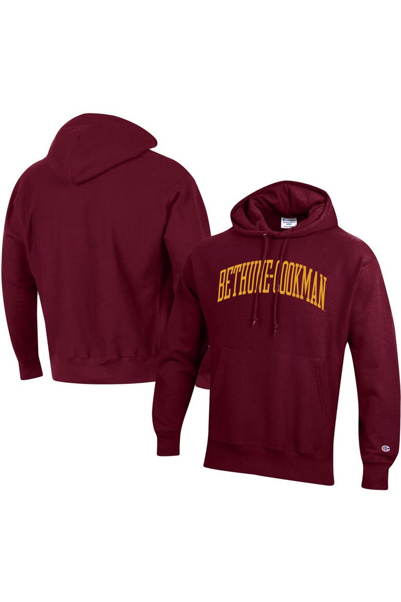 Men's Champion Maroon Bethune-Cookman Wildcats Tall Arch Pullover Hoodie, Main, color, Maroon