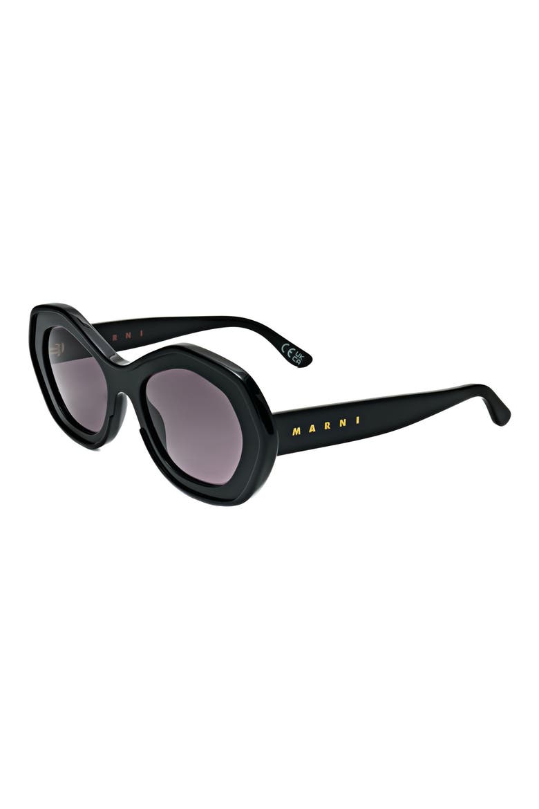 54mm Round Sunglasses, Alternate, color, BLACK / GREY