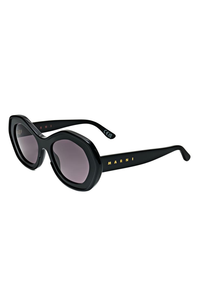 Marni 54mm Round Sunglasses, Alternate, color, Black / Grey