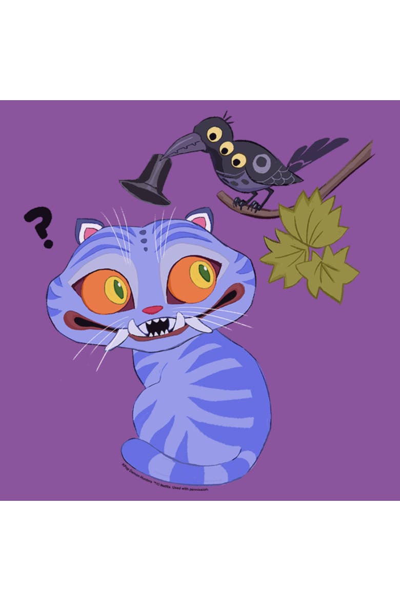 Girls KPop Demon Hunters Derpy And Magpie T Shirt, Alternate, color, Purple Berry