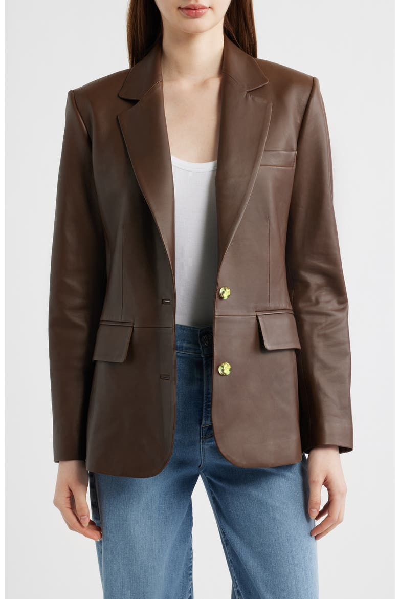 Archer Leather Jacket, Main, color, BROWN