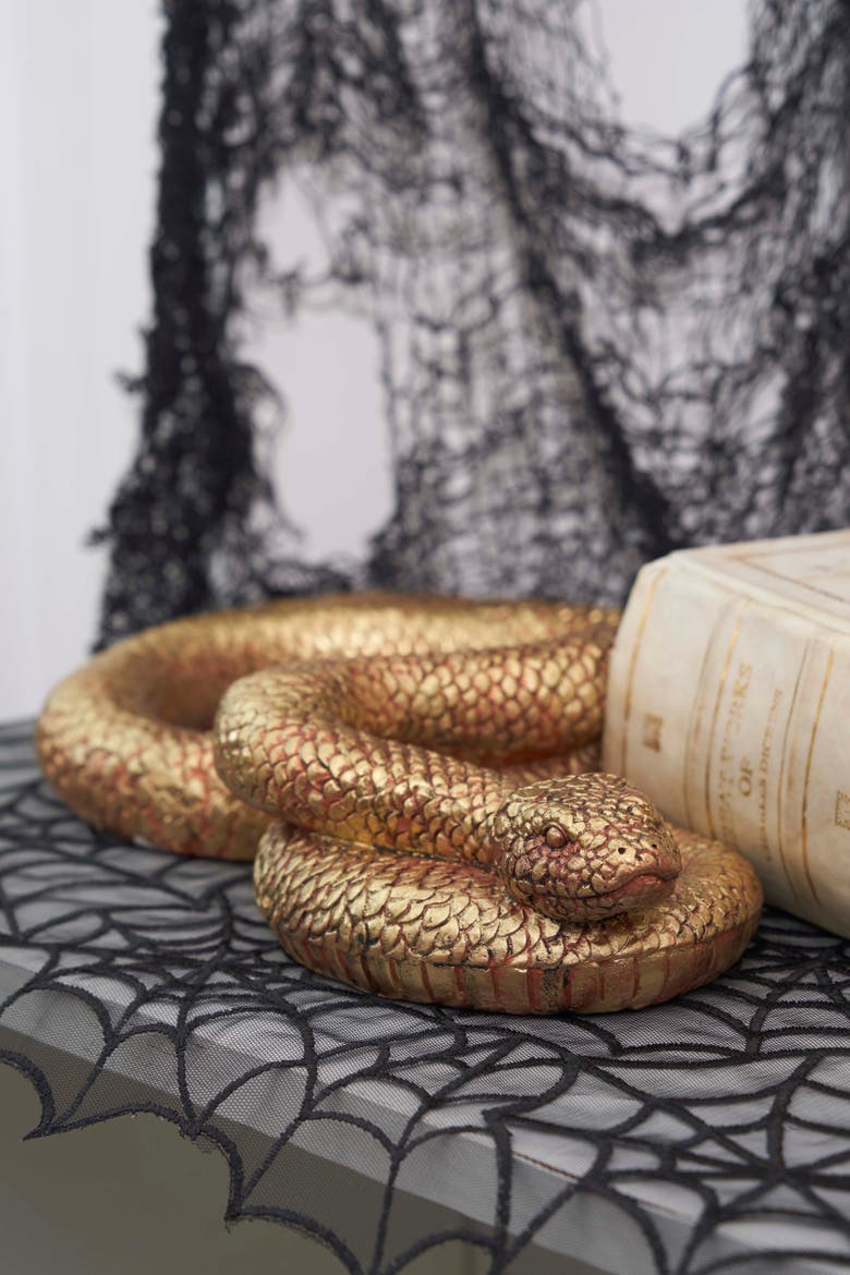 Copper Snake Decorative Halloween 13.75" Figurine, Alternate, color, Gold