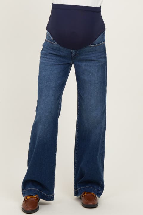 Dark Wash Wide Leg Maternity Jeans