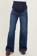PinkBlush Dark Wash Wide Leg Maternity Jeans