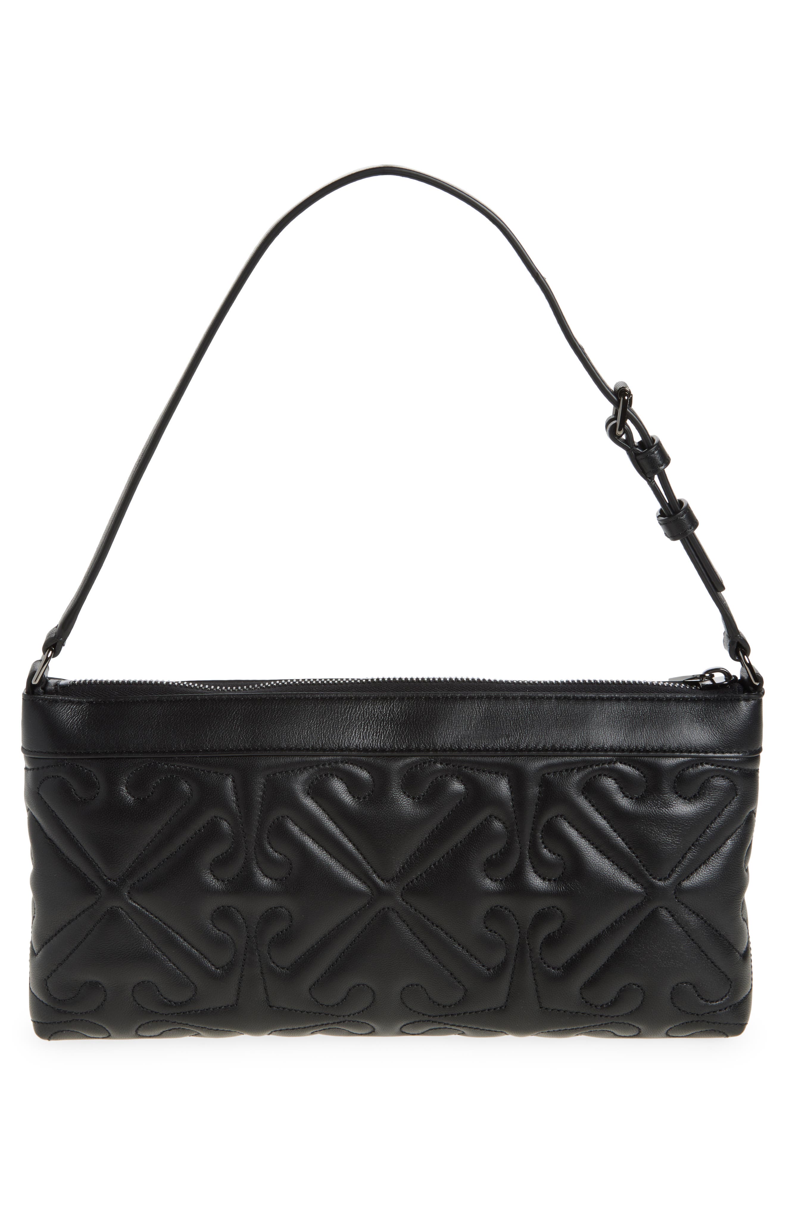 Arrow Quilted Leather Shoulder Bag, Alternate, color, 1000 BLACK
