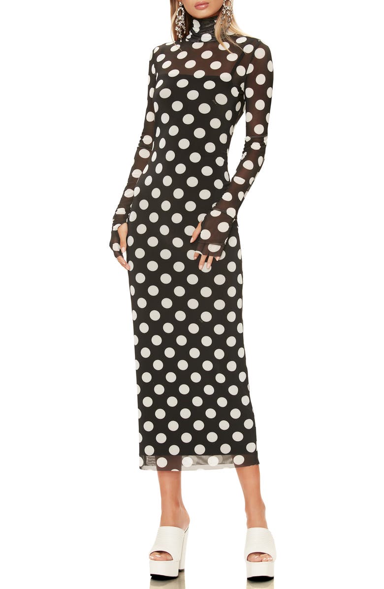 AFRM Shailene Long Sleeve Print Mesh Dress, Main, color,