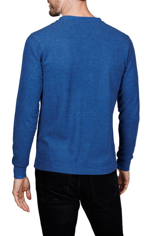 Tailorbyrd Cozy Waffle Knit Long Sleeve Henley In Blue