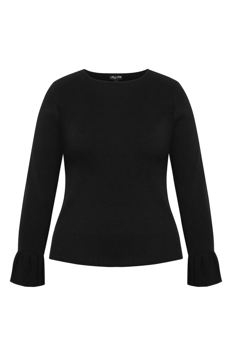 City Chic Selena Bell Sleeve Rib Sweater, Alternate, color, 