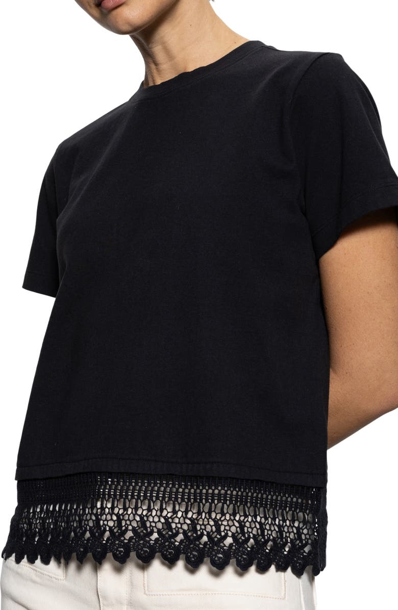 Sanctuary Lace Remix T-Shirt, Alternate, color, Black