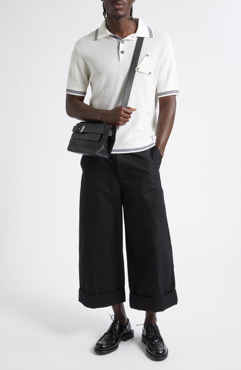 Jacquemus Le Polo Voilier Sailboat Patch Silk & Cotton Polo, Alternate, color, White 100
