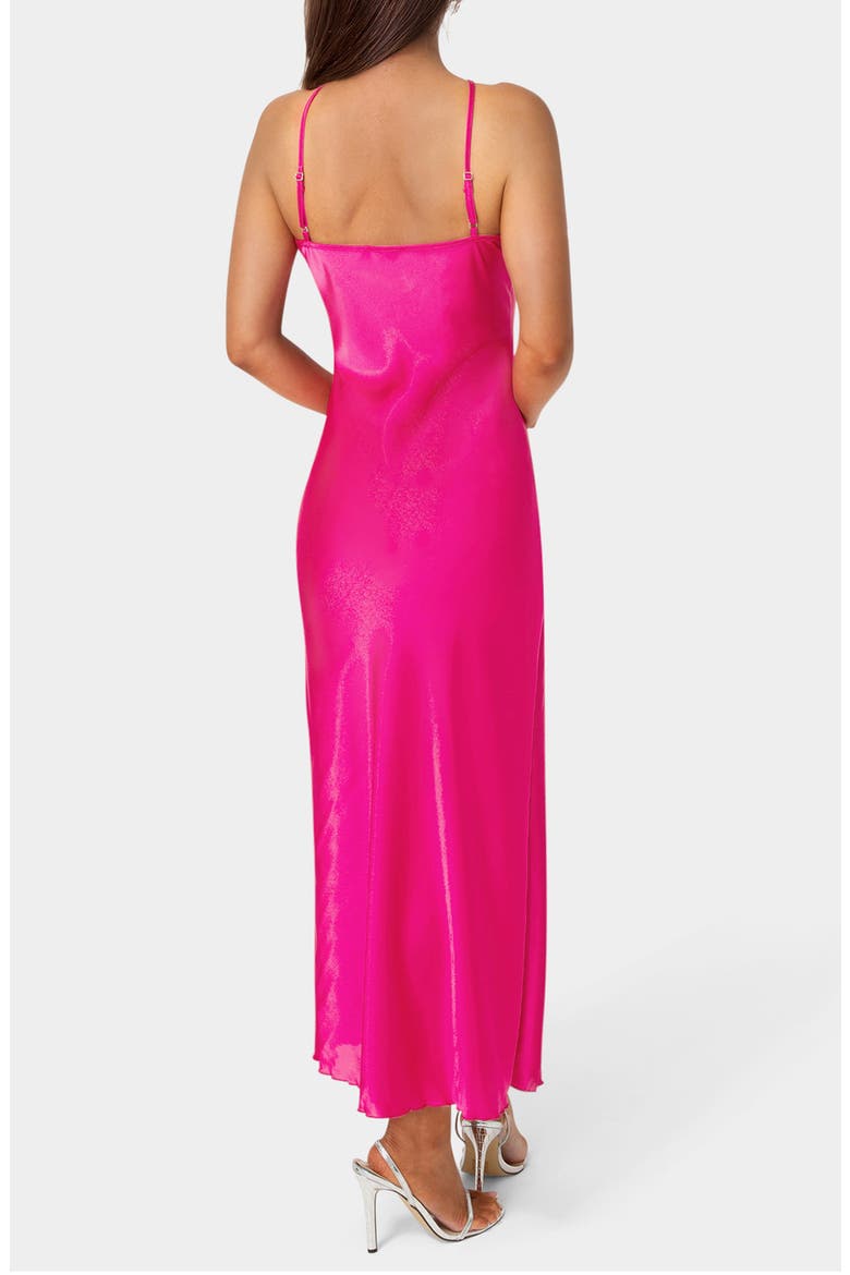 Satin Halter Dress, Alternate, color, FUCHSIA