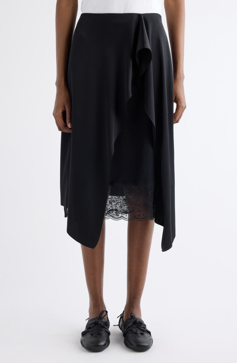 Acne Studios Inouka Layered Satin & Lace Skirt, Main, color, Black