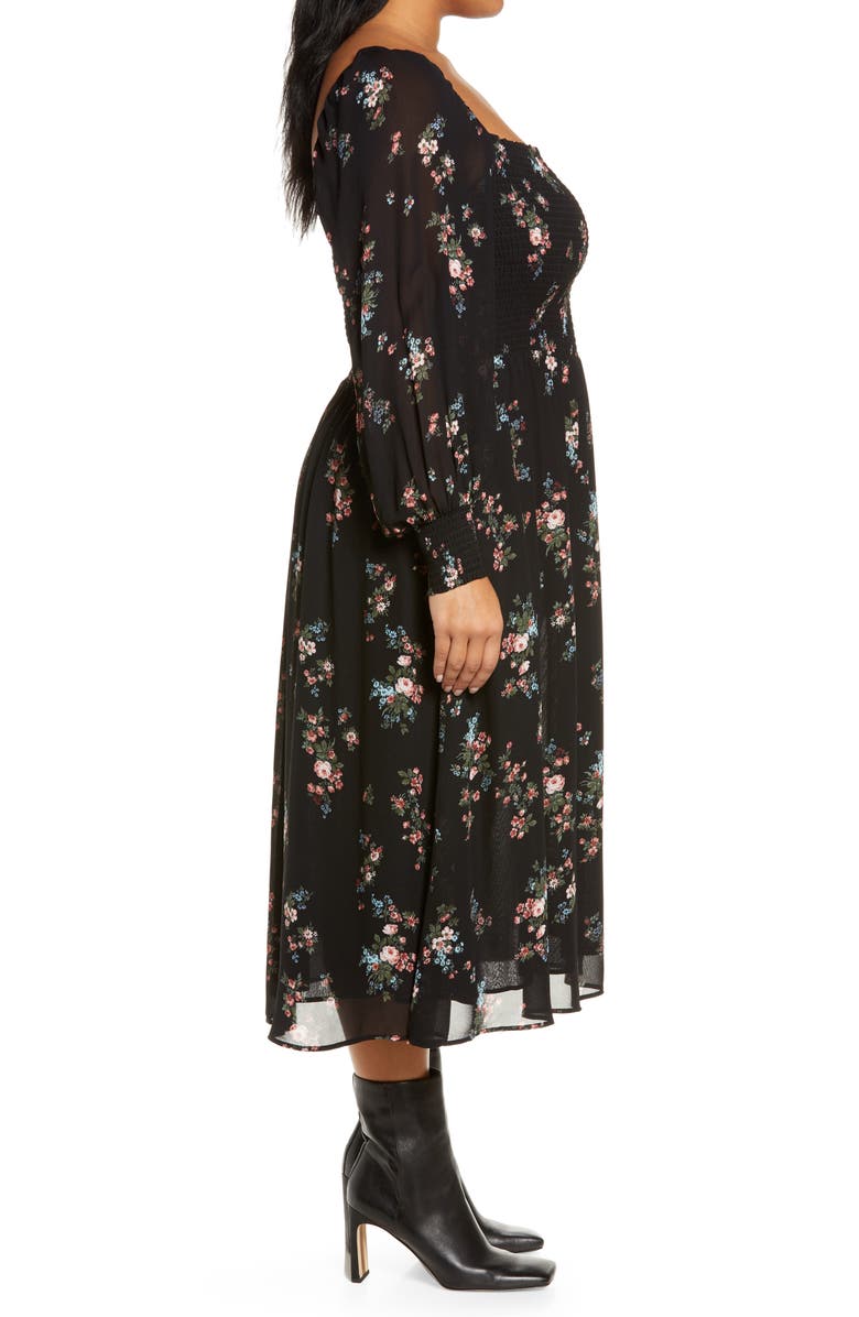 Reformation Cello Floral Long Sleeve Midi Dress, Alternate, color, 