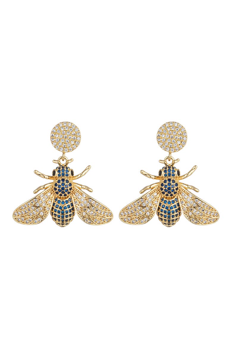 Mason Bee CZ Statement Earrings, Main, color, GOLD BLUE