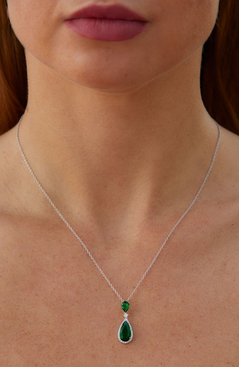 SAVVY CIE JEWELS Cubic Zirconia Pendant Necklace, Alternate, color, Green