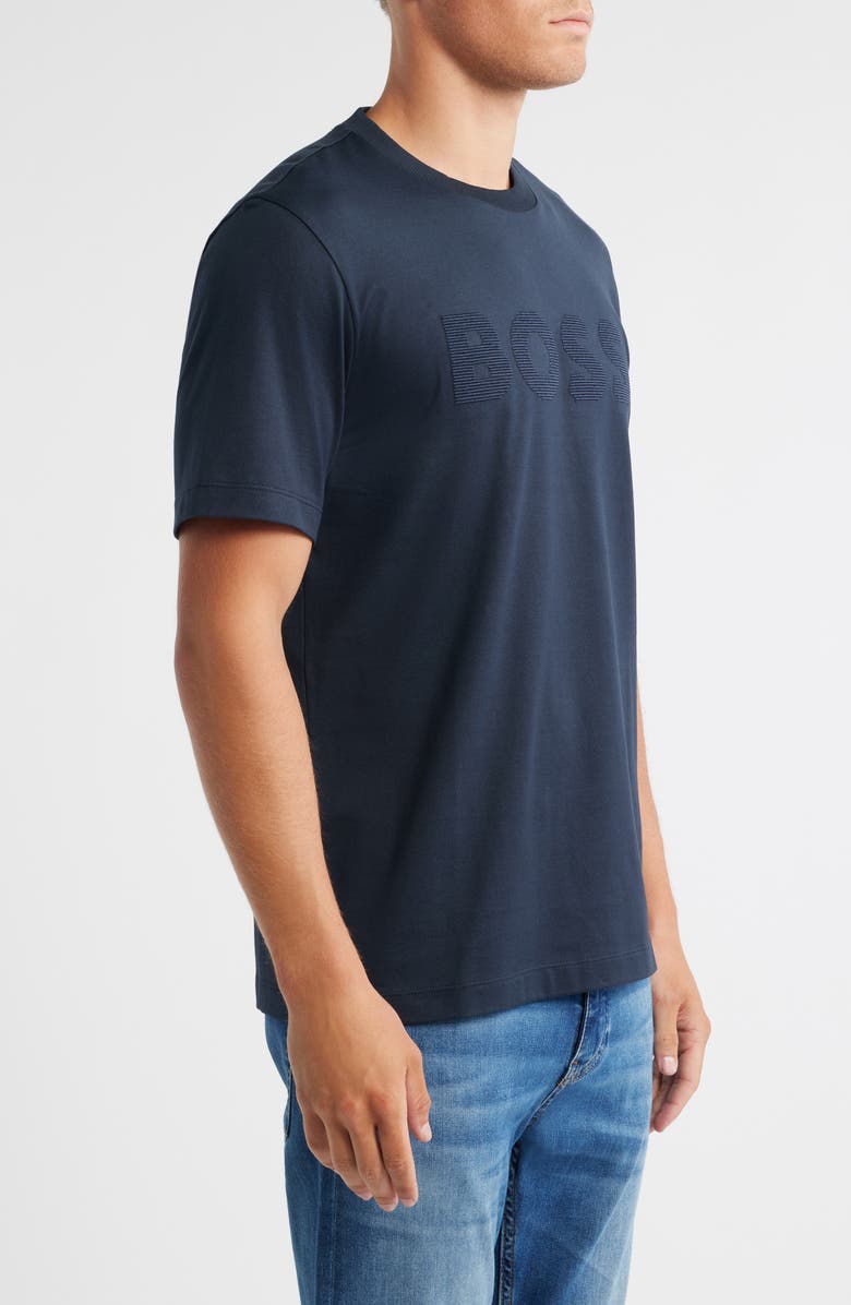 BOSS Thompson Floral Logo Cotton Graphic T-Shirt, Alternate, color, Dark Blue