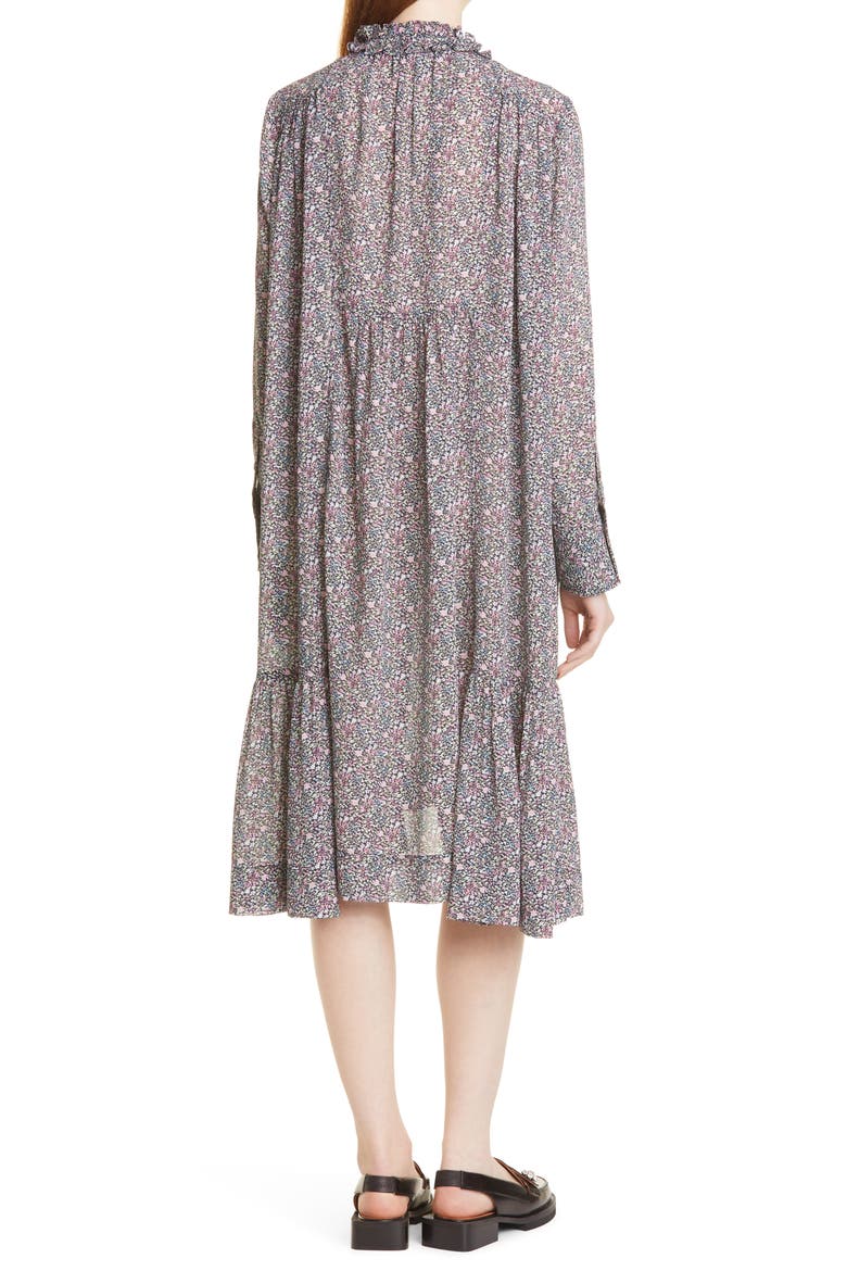Print Light Crepe Recycled Shift Dress, Alternate, color, BLACK/ MOONLIGHT MAUVE