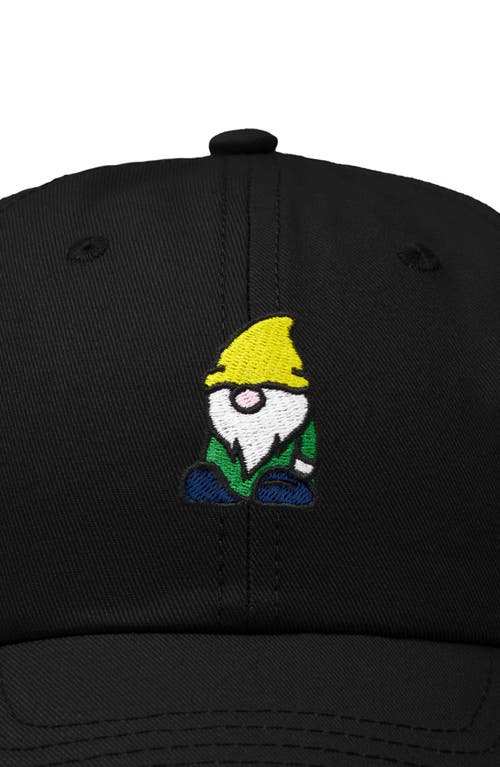 Dalix Gnome Embroidered Dad Hat In Black
