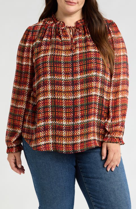 Plaid Peasant Top (Plus)